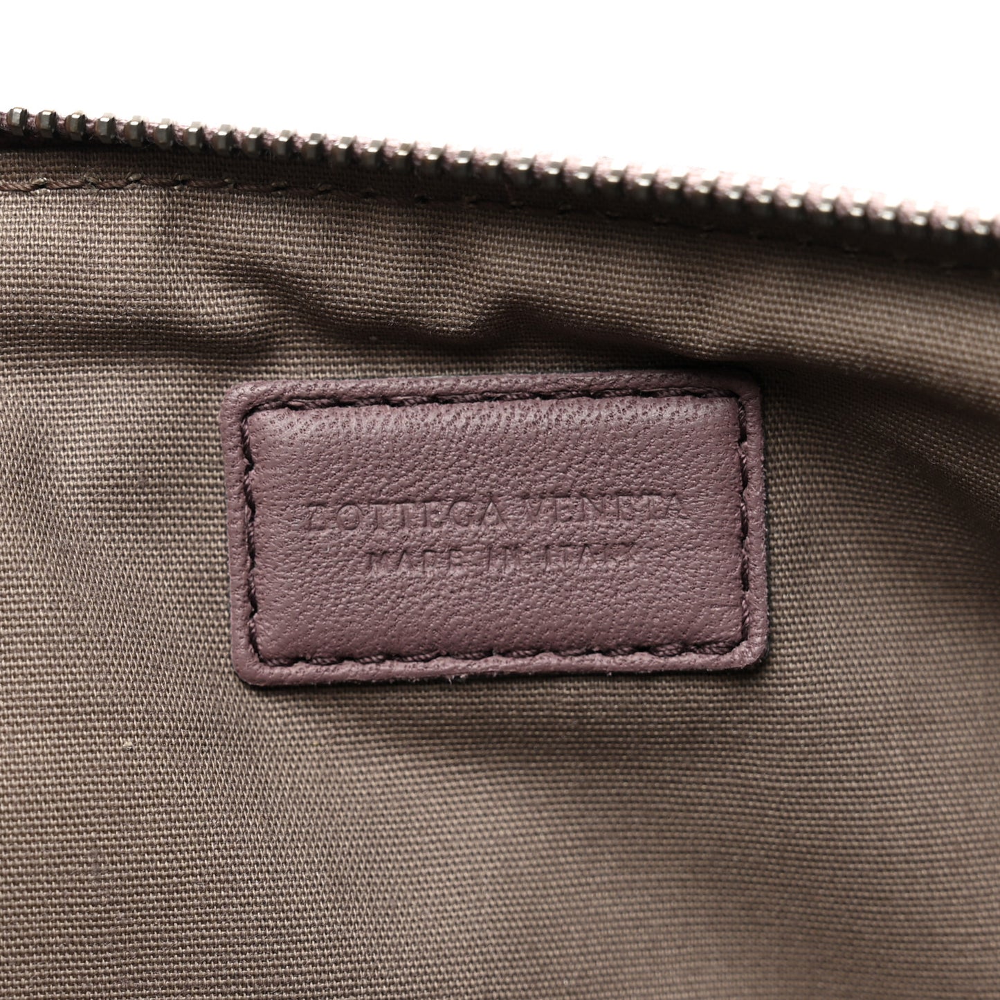 Nappa Intrecciato Large Flat Zip Billetto Pouch Brown