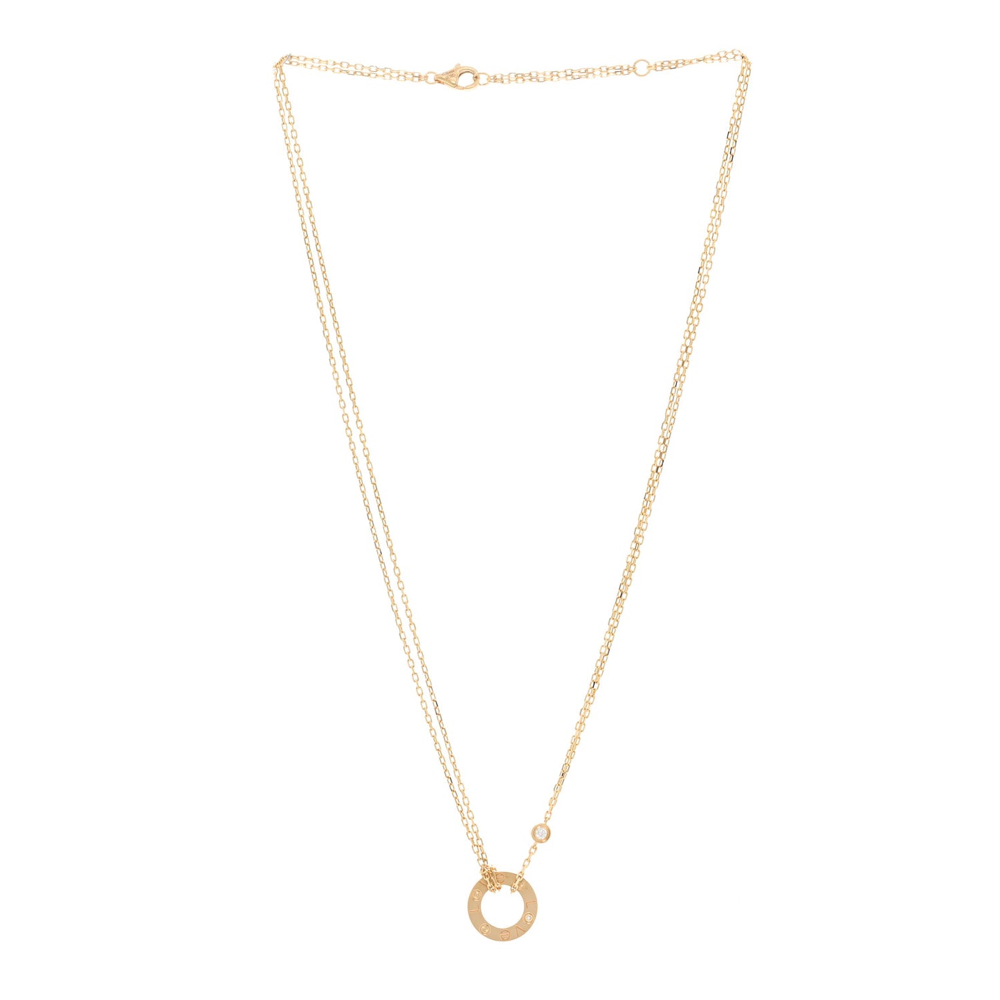 18K Yellow Gold 2 Diamond LOVE Necklace