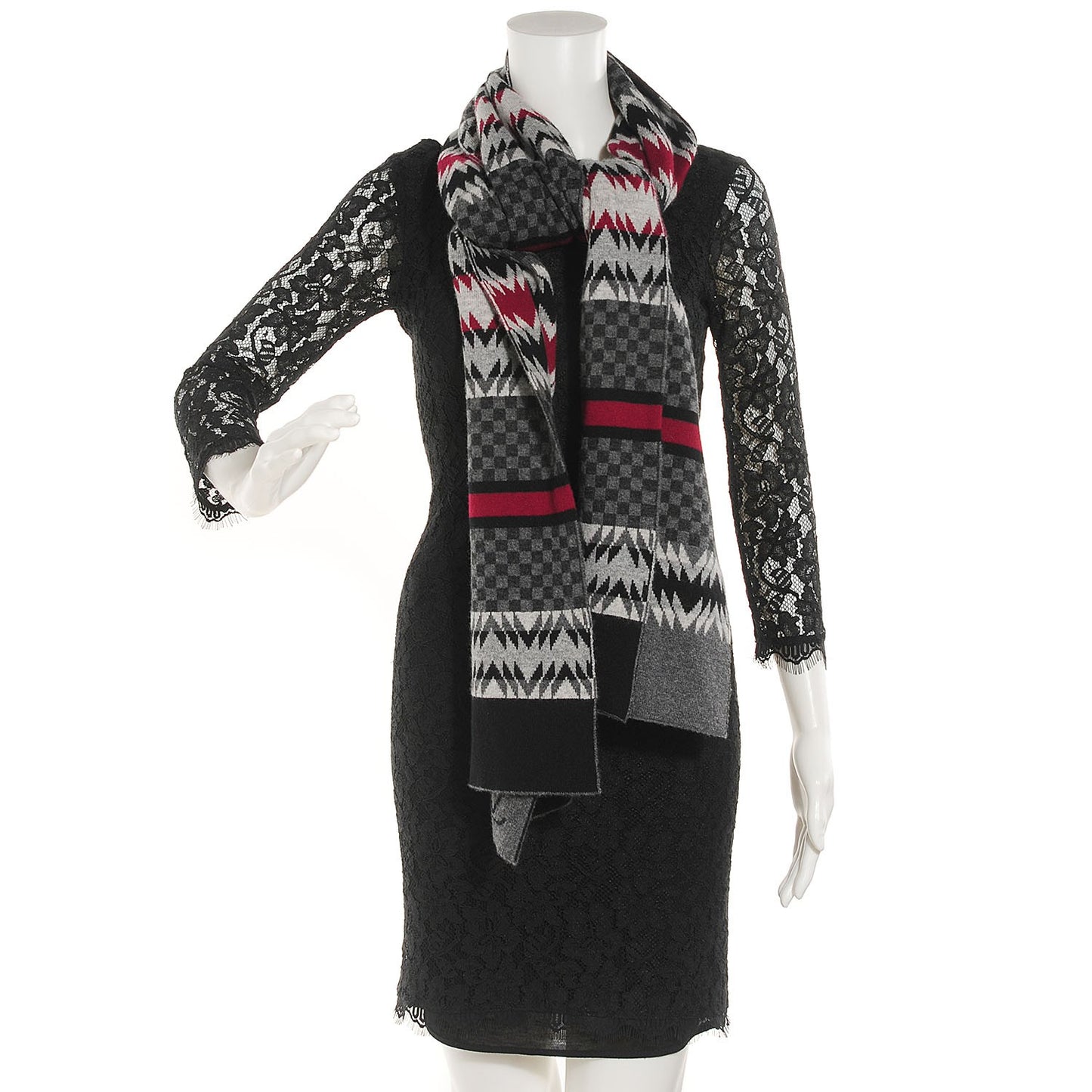 Cashmere Damier Aztec Scarf Graphite
