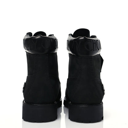 Jimmy Choo X TIMBERLAND Nubuck Glitter Ankle Boots 7 Black Gunmetal 5 of 8