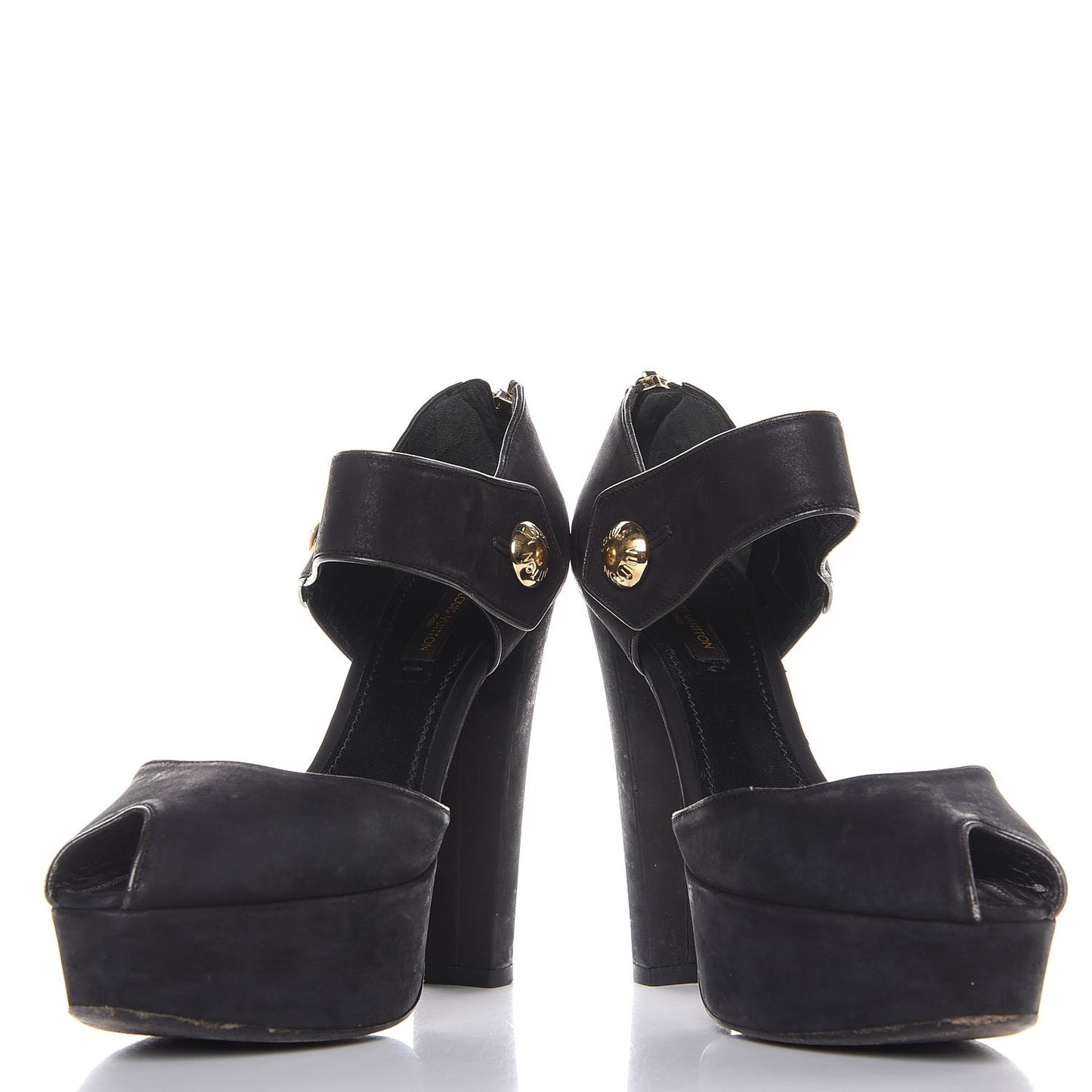 Suede Peep Toe Mary Jane Pumps 37 Black