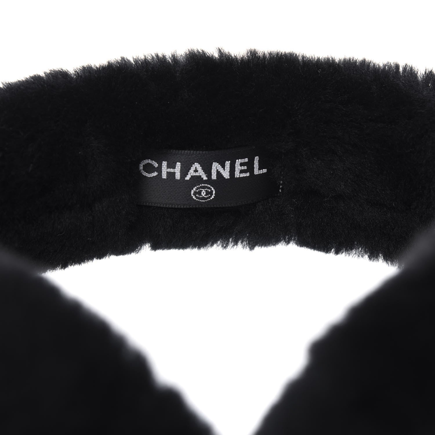 Chanel Shearling CC Ear Muffs Black White 3 of 3