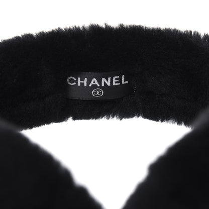 Chanel Shearling CC Ear Muffs Black White 3 of 3