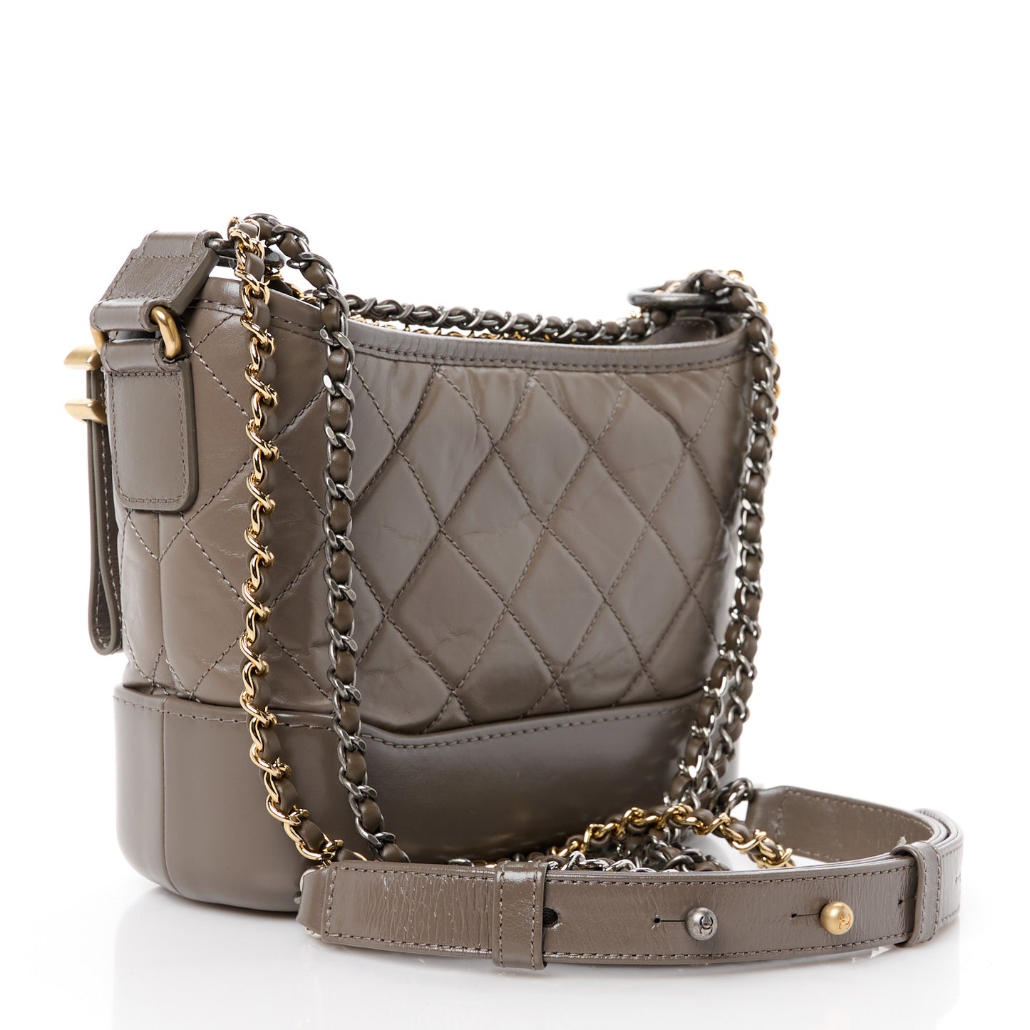 Aged Calfskin Quilted Small Gabrielle Hobo Grey