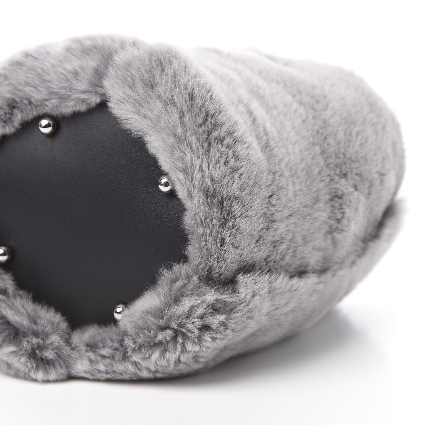 Rabbit Fur Snakeskin Mini Roxy Bucket Grey