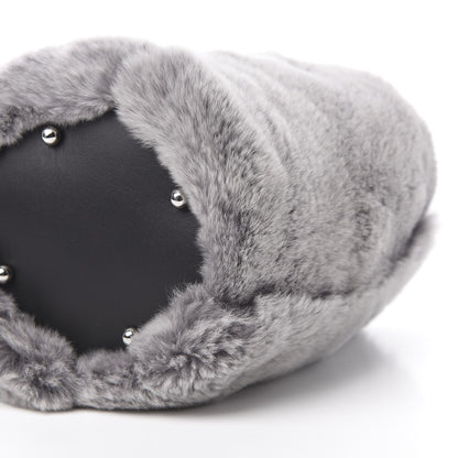 Alexander Wang Rabbit Fur Snakeskin Mini Roxy Bucket Grey 11 of 13