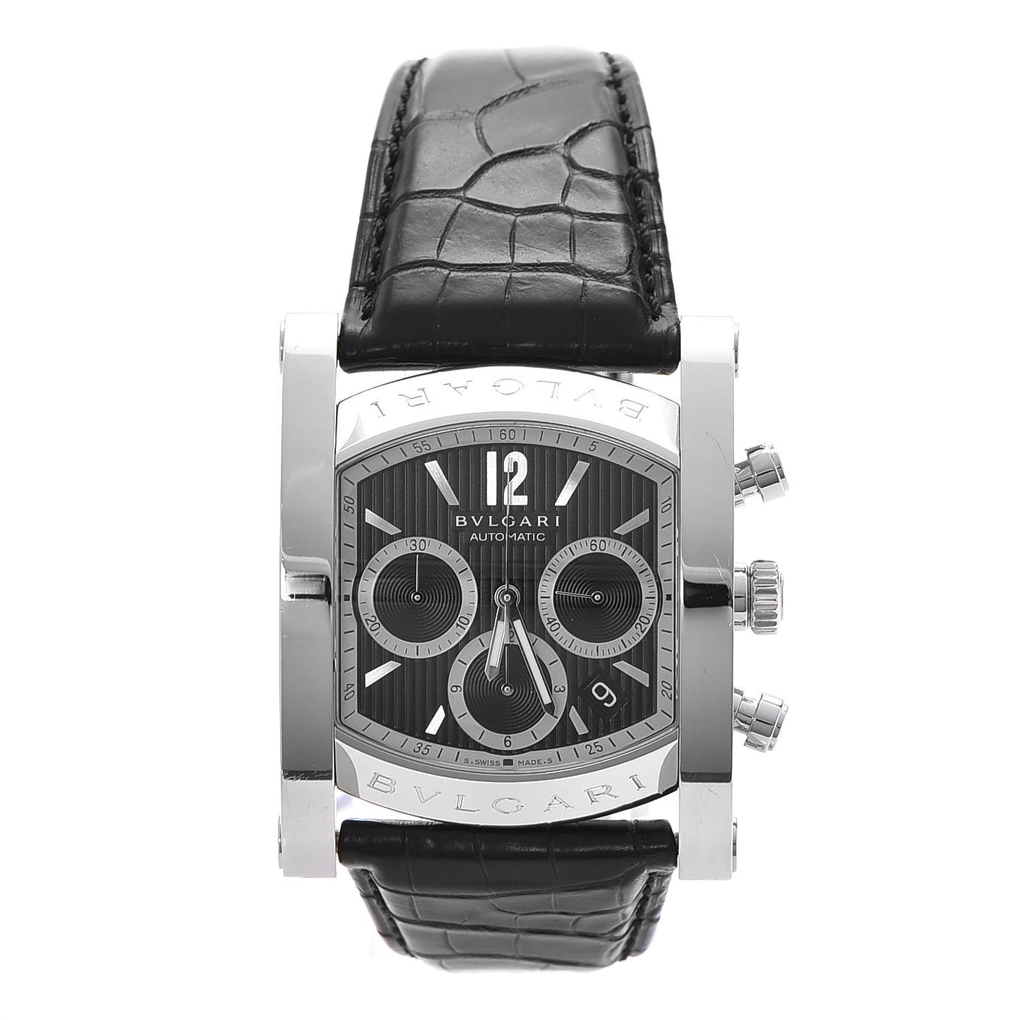 Stainless Steel Alligator 38mm Assioma Chronograph Automatic Watch Black