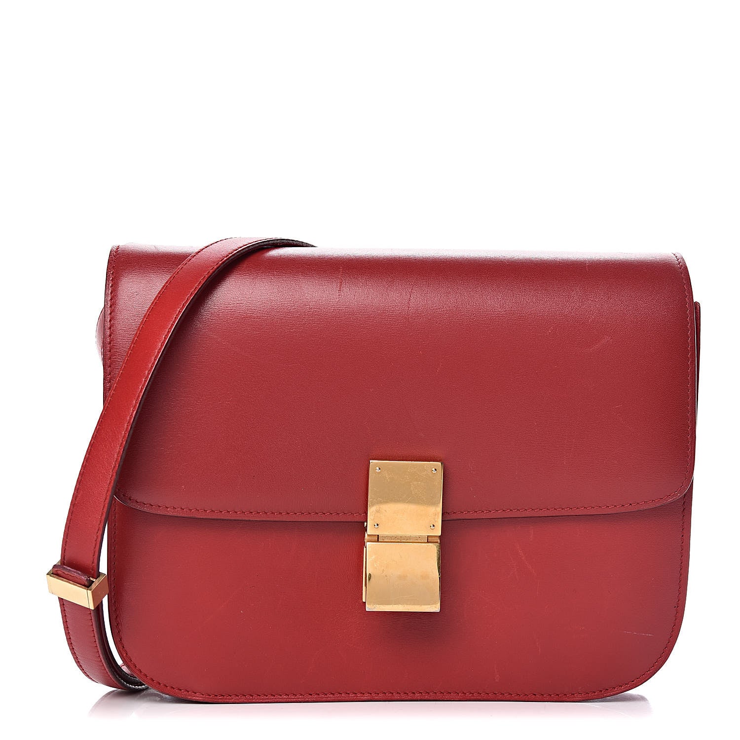 Celine Box Calfskin Medium Classic Box Flap Bag Red 1 of 13