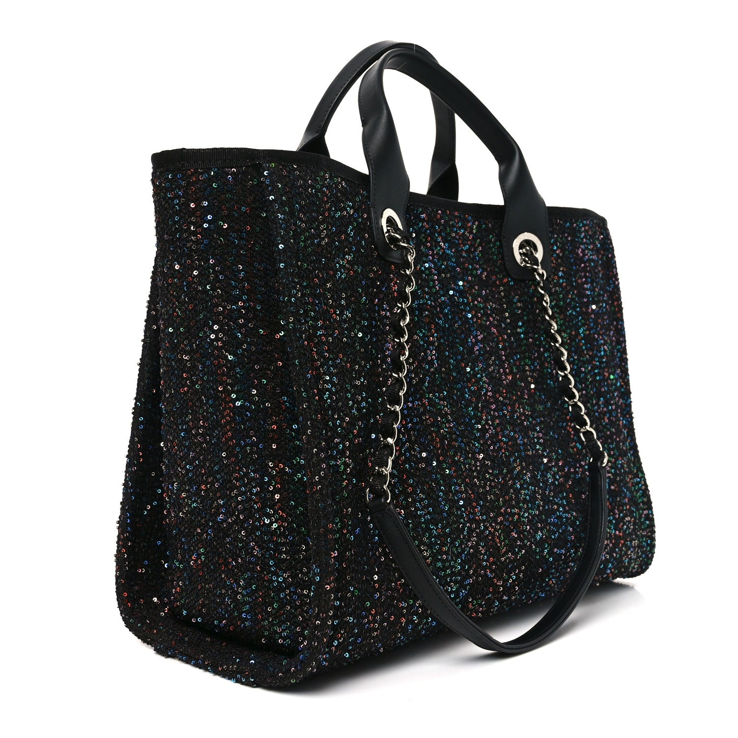 Chanel Calfskin Sequin Small Deauville Tote Black 2 of 10
