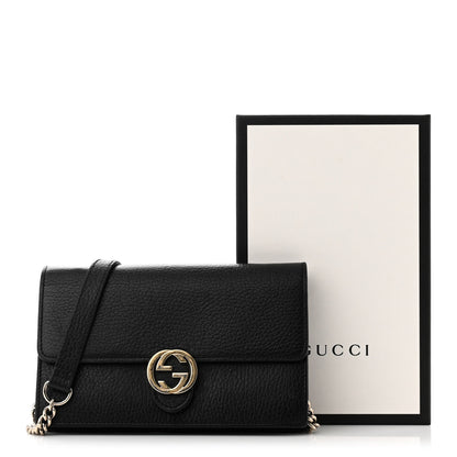 Gucci Dollar Calfskin Interlocking G Chain Wallet Black 11 of 11