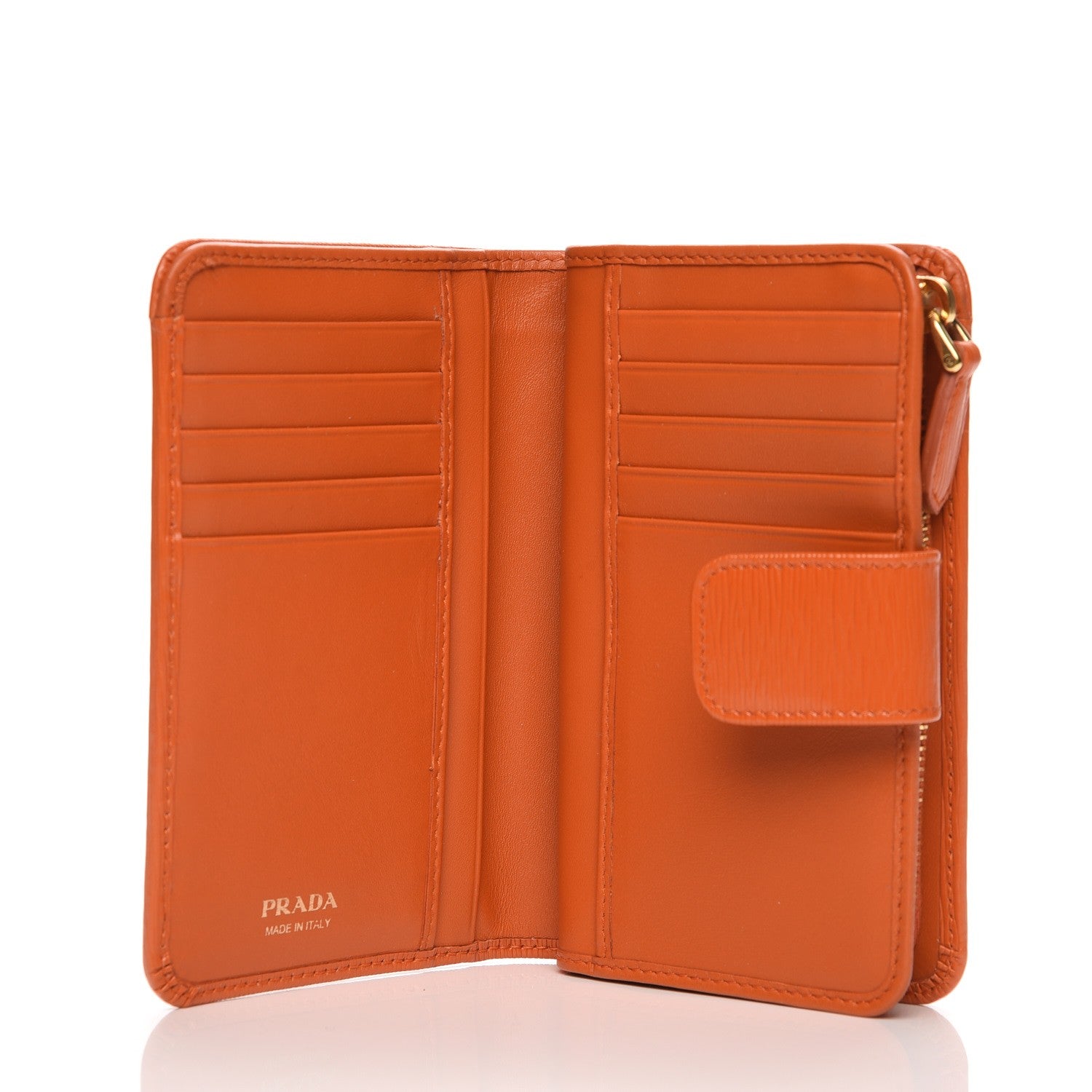 Prada Vitello Move Metal Compact Wallet Papaya 5 of 8