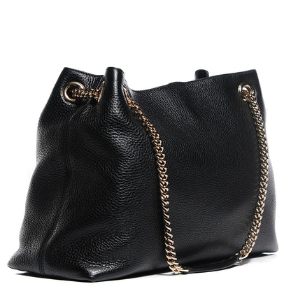 Gucci Pebbled Calfskin Medium Soho Chain Shoulder Bag Black 3 of 7