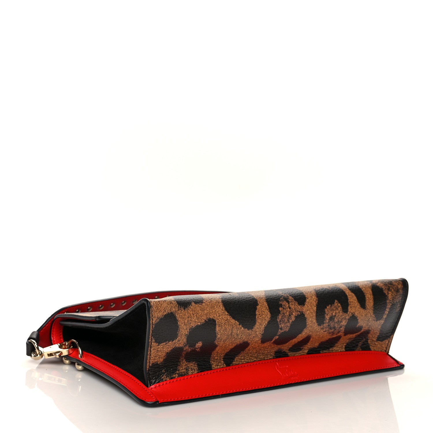 Christian Louboutin Calfskin Leopard Print Loubiblues Paris Clutch Bag Brown 3 of 9