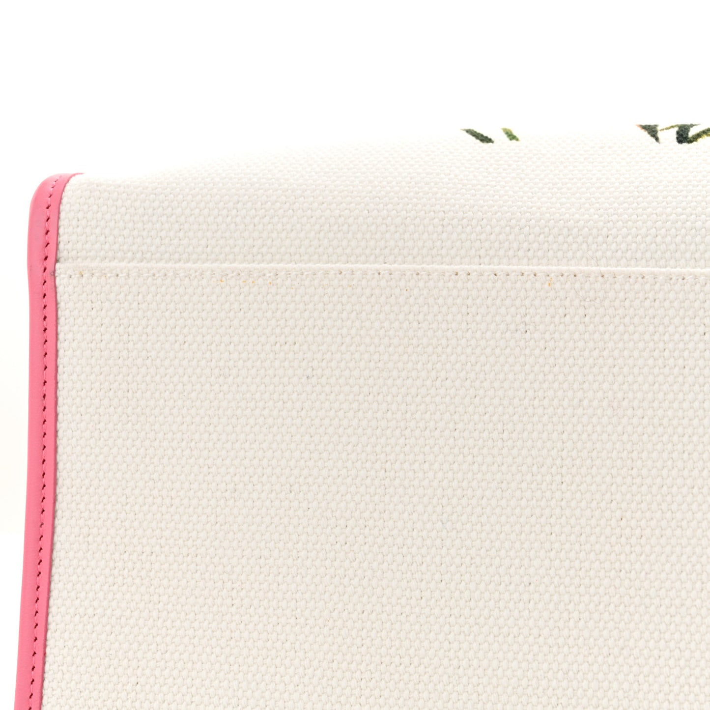 Canvas Floral Printed Tote White Pink