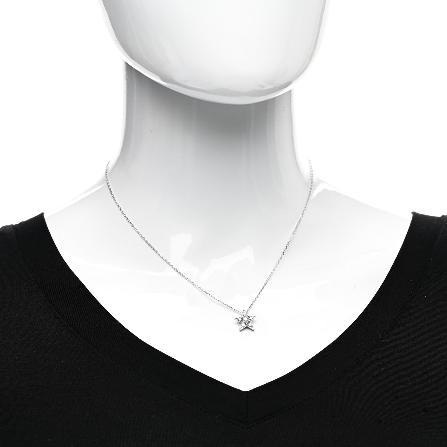 18K White Gold Diamond Small Comete Geode Pendant Necklace