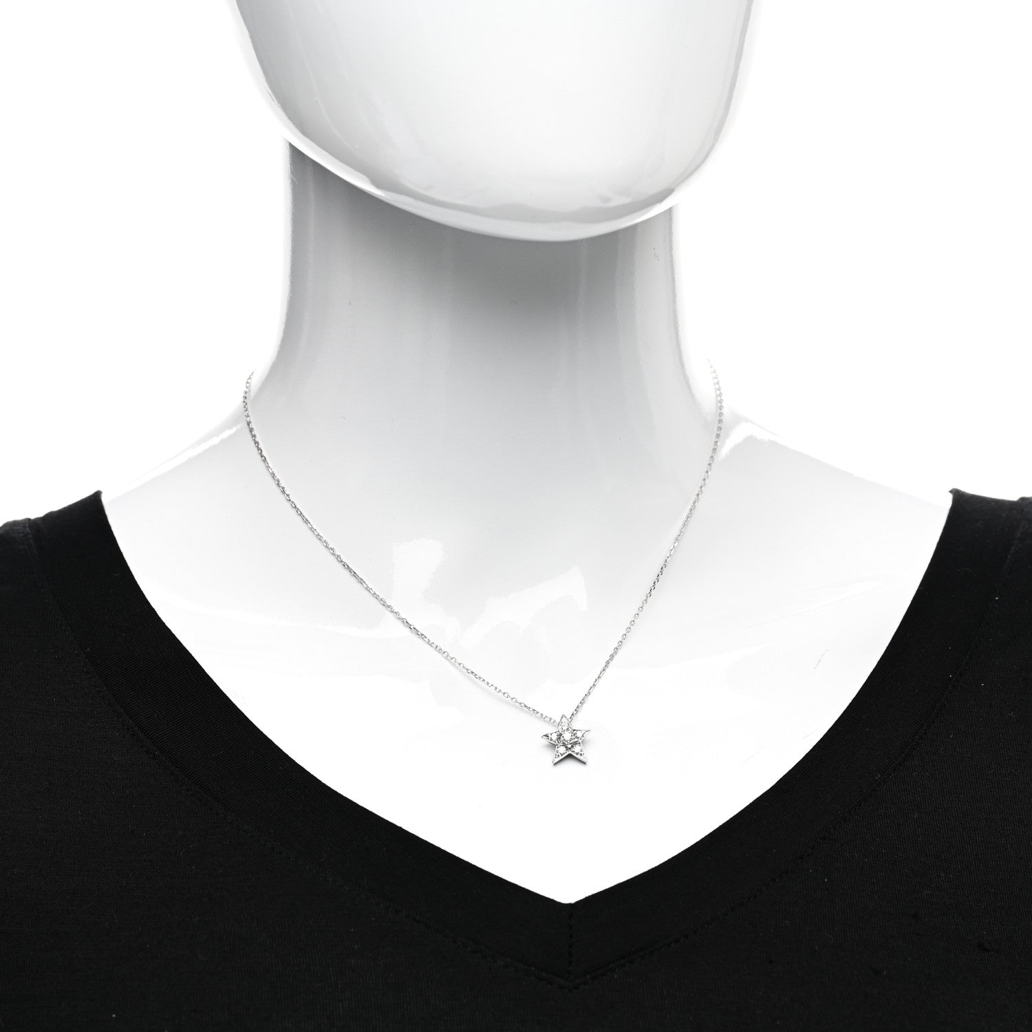 Chanel 18K White Gold Diamond Small Comete Geode Pendant Necklace 2 of 5