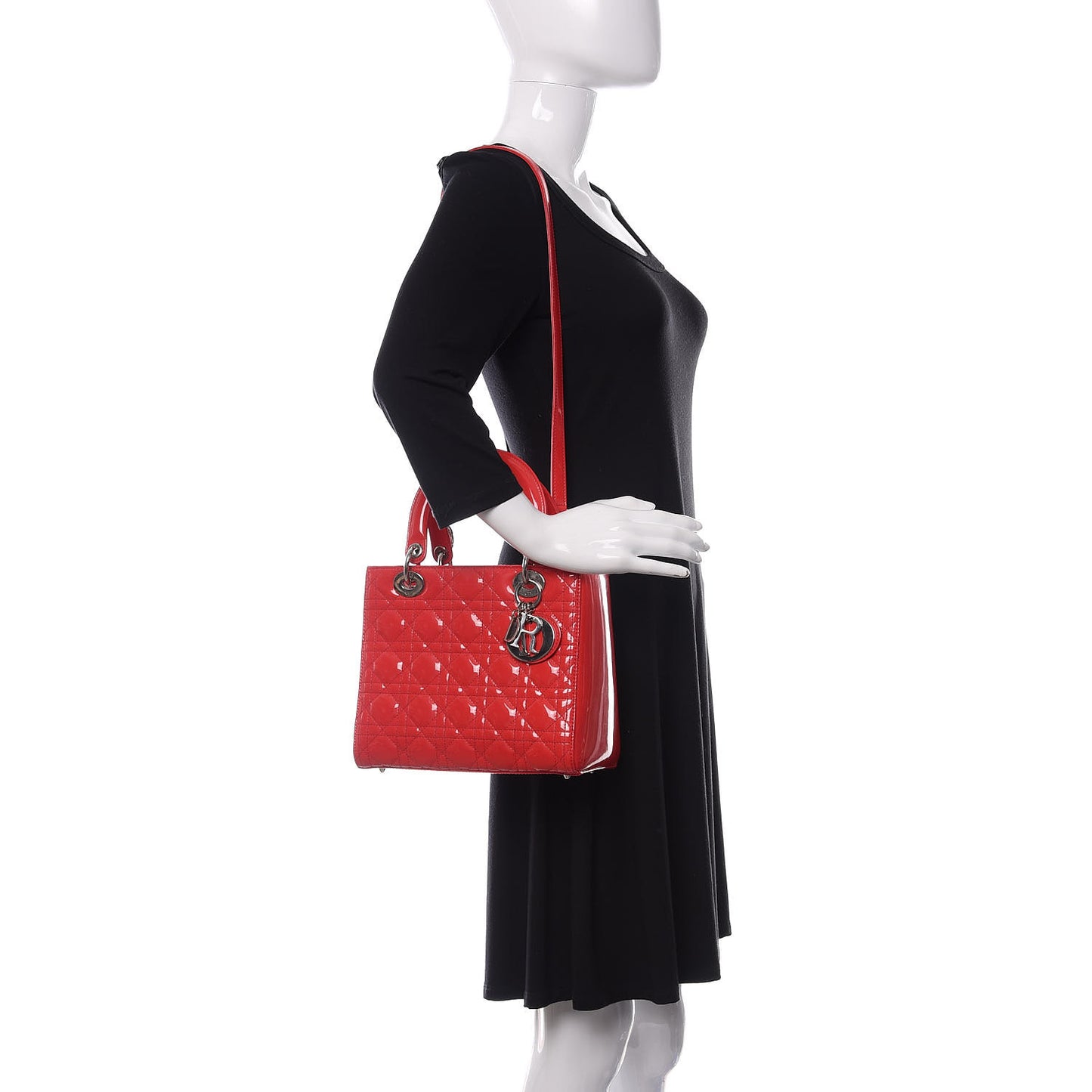 Patent Cannage Medium Lady Dior Red
