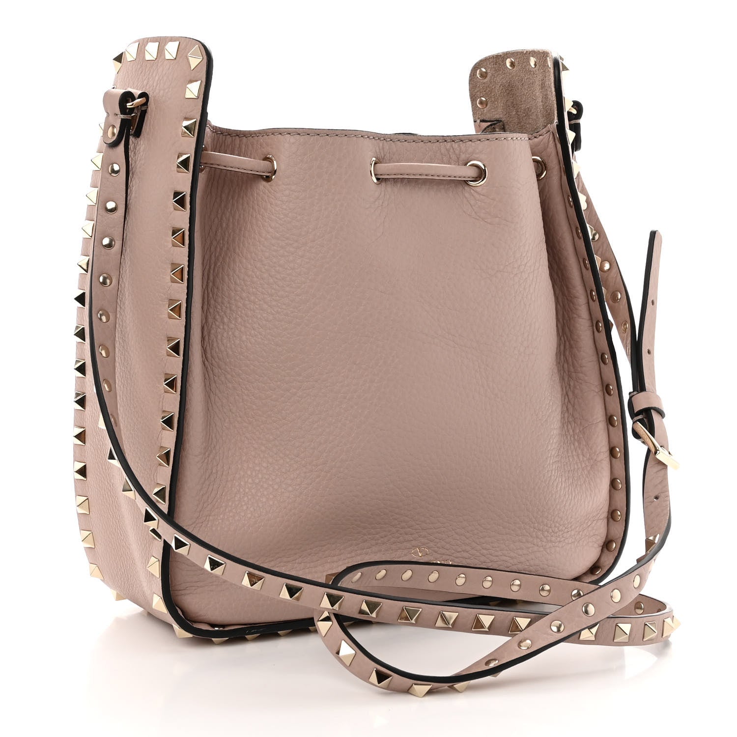 Valentino Garavani Grained Calfskin Rockstud Bucket Bag Poudre 3 of 9