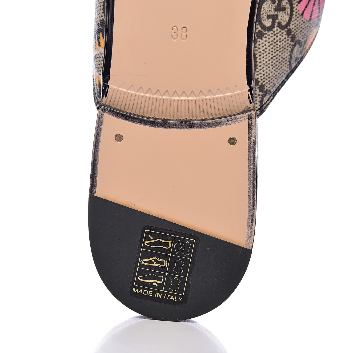 Gucci GG Supreme Monogram Bengal Womens Princetown Slippers 38 Beige Crop Pink 9 of 11