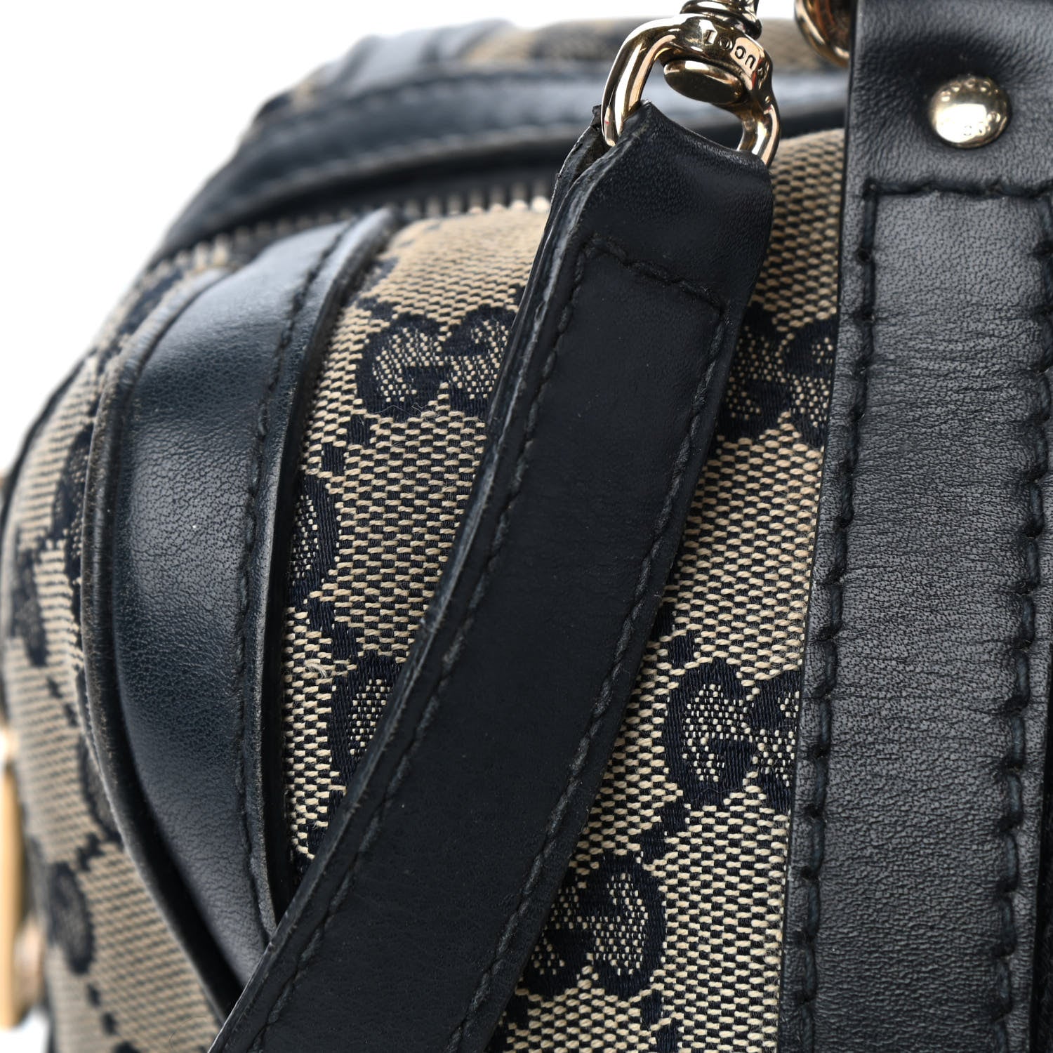 Gucci Monogram Vintage Web Small Boston Navy 14 of 17