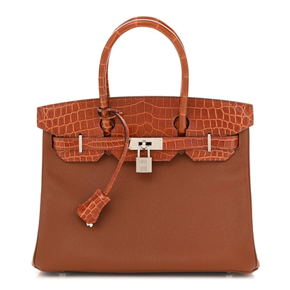 Hermes Chevre Mysore Shiny Niloticus Crocodile Birkin Touch 30 Noisette Etrusque 1 of 11