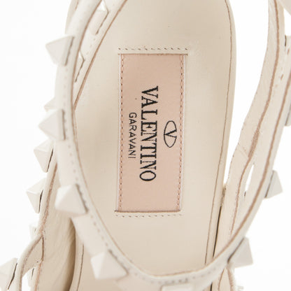 Valentino Garavani Calfskin Lacquered Monochrome Rockstud Ankle Strap 100mm Pumps 37 Ivory 7 of 7
