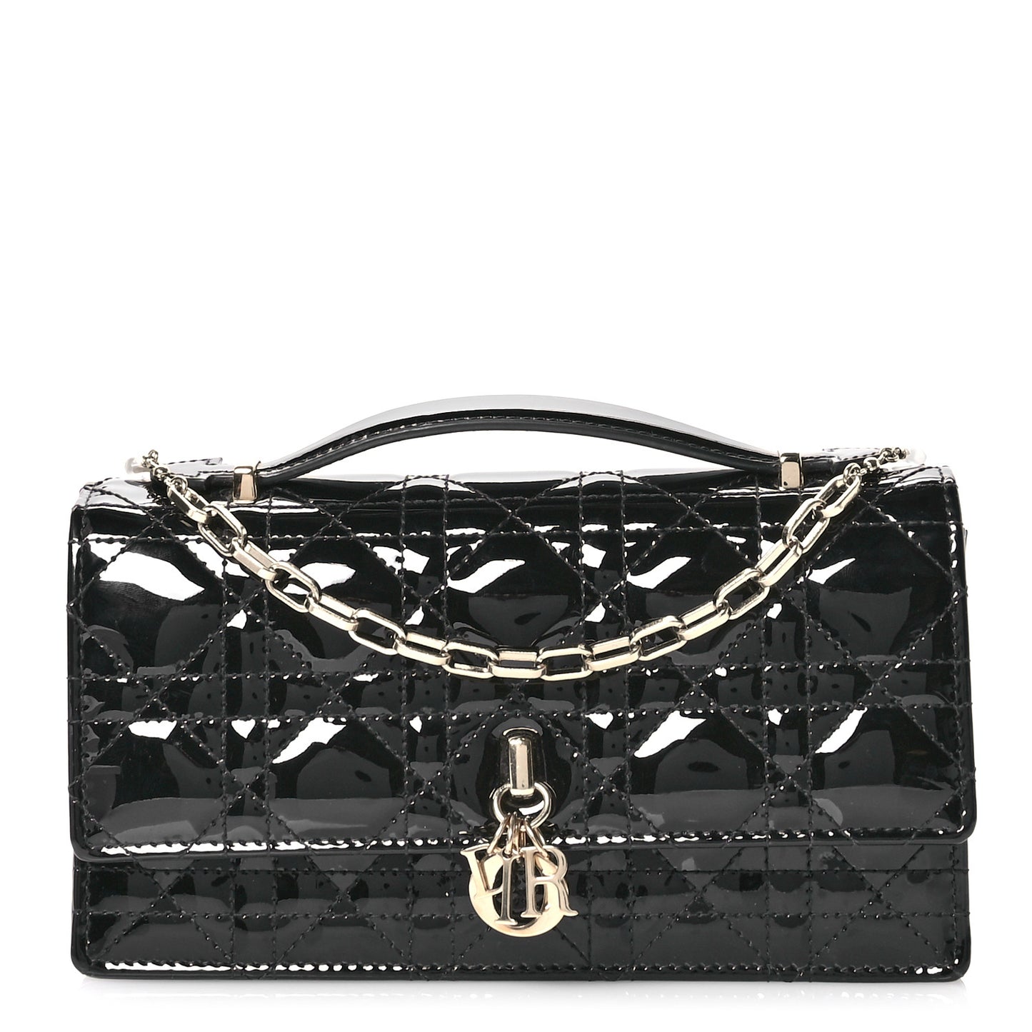 Patent Cannage Mini My Dior Bag Black