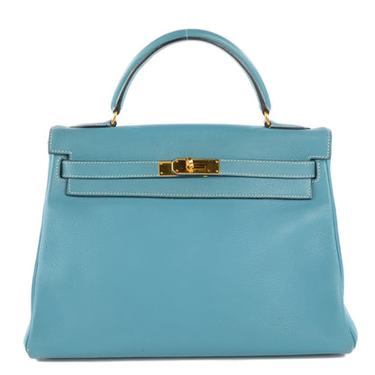 Hermes Taurillon Clemence Kelly Retourne 32 Blue Jean 1 of 20
