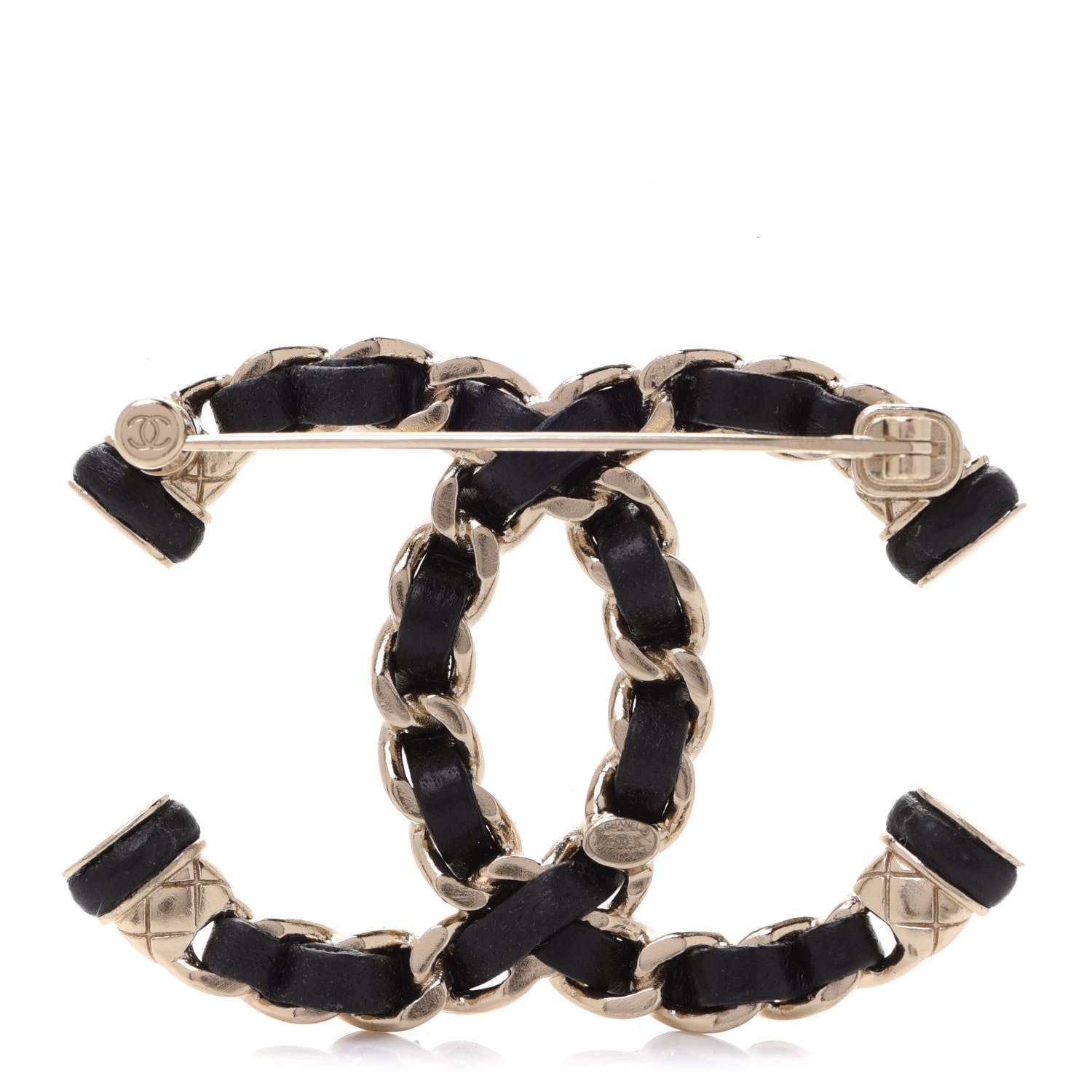 Chanel Lambskin Chain CC Brooch Black Gold 3 of 5