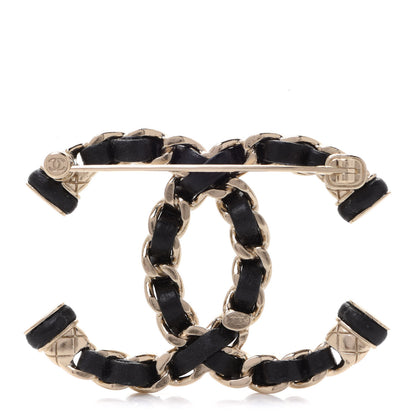 Chanel Lambskin Chain CC Brooch Black Gold 3 of 5