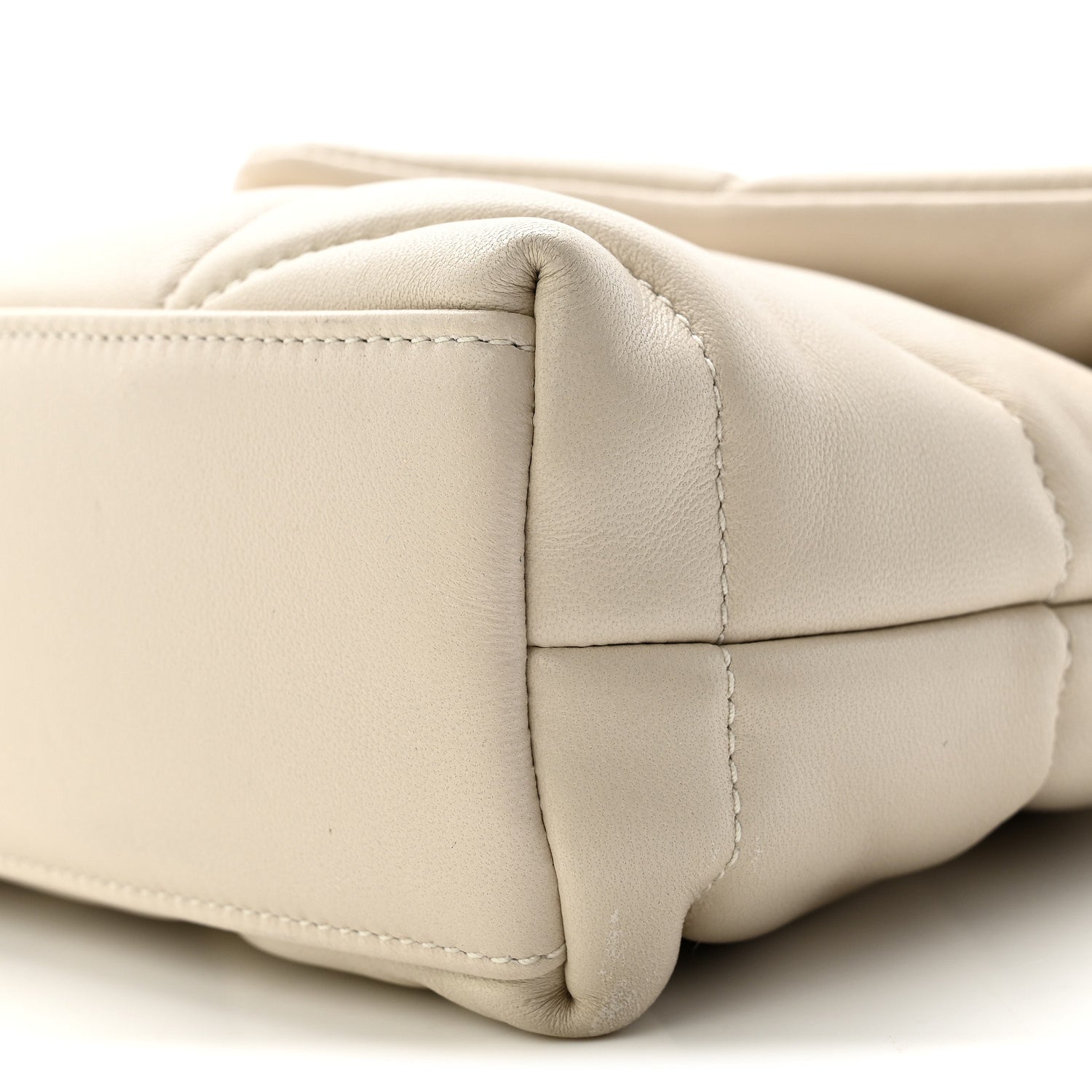 Saint Laurent Lambskin Quilted Toy Loulou Puffer Monogram Chain Satchel Blanc Vintage 10 of 10