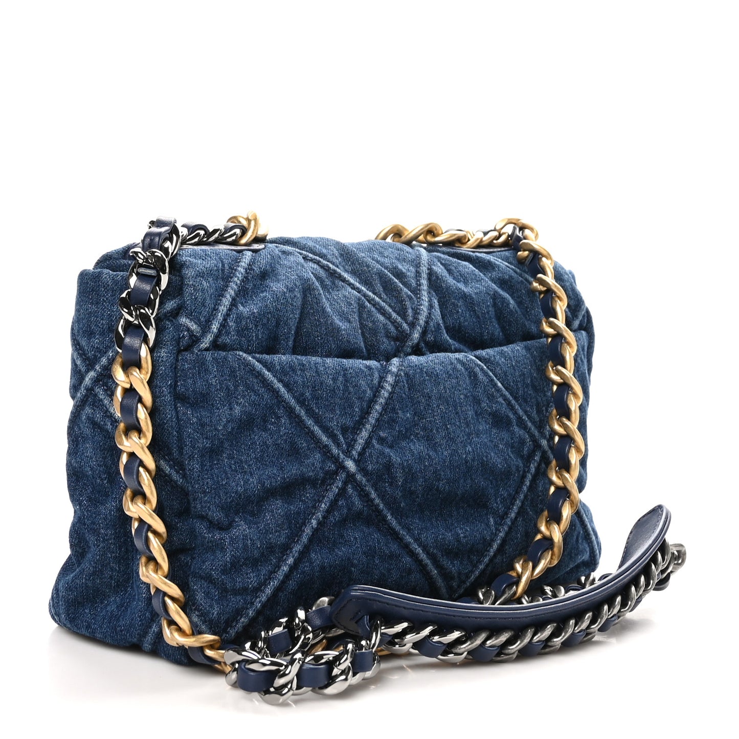 Denim Quilted Medium Chanel 19 Flap Blue