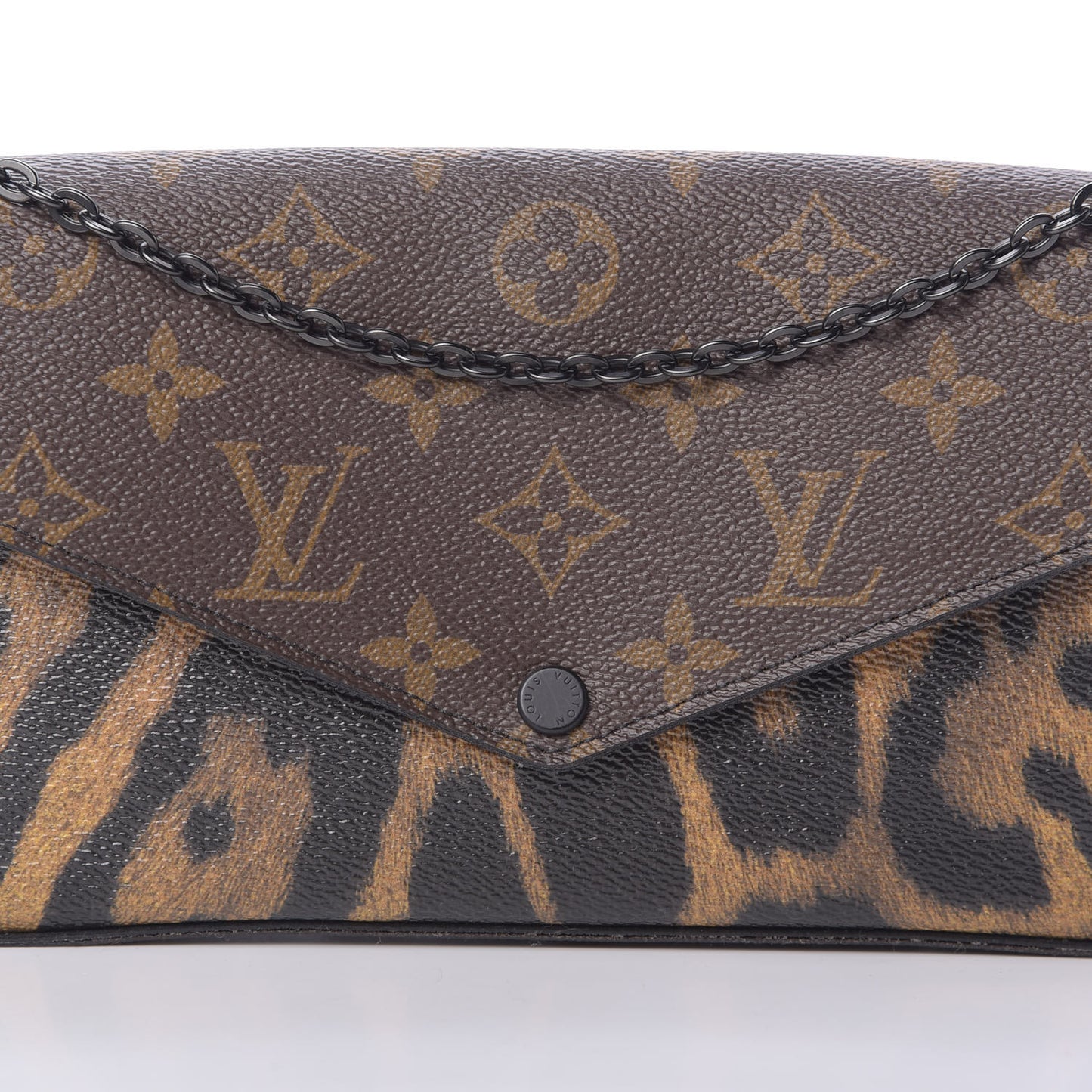 Monogram Animal Print Pochette Felicie Chain Wallet