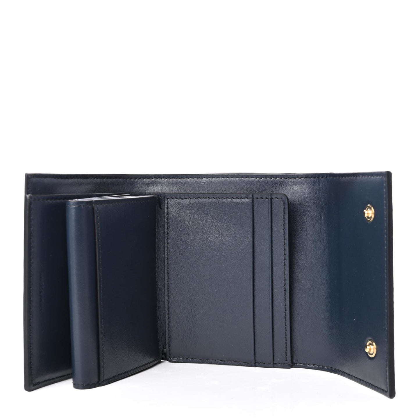 Calfskin Crocodile Embossed Small Tri-Fold Wallet Navy Blue