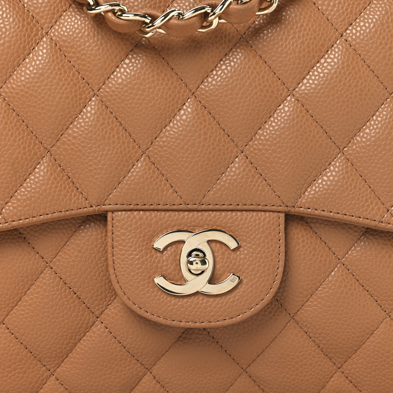 Chanel Caviar Quilted Jumbo Single Flap Light Brown 8 of 12