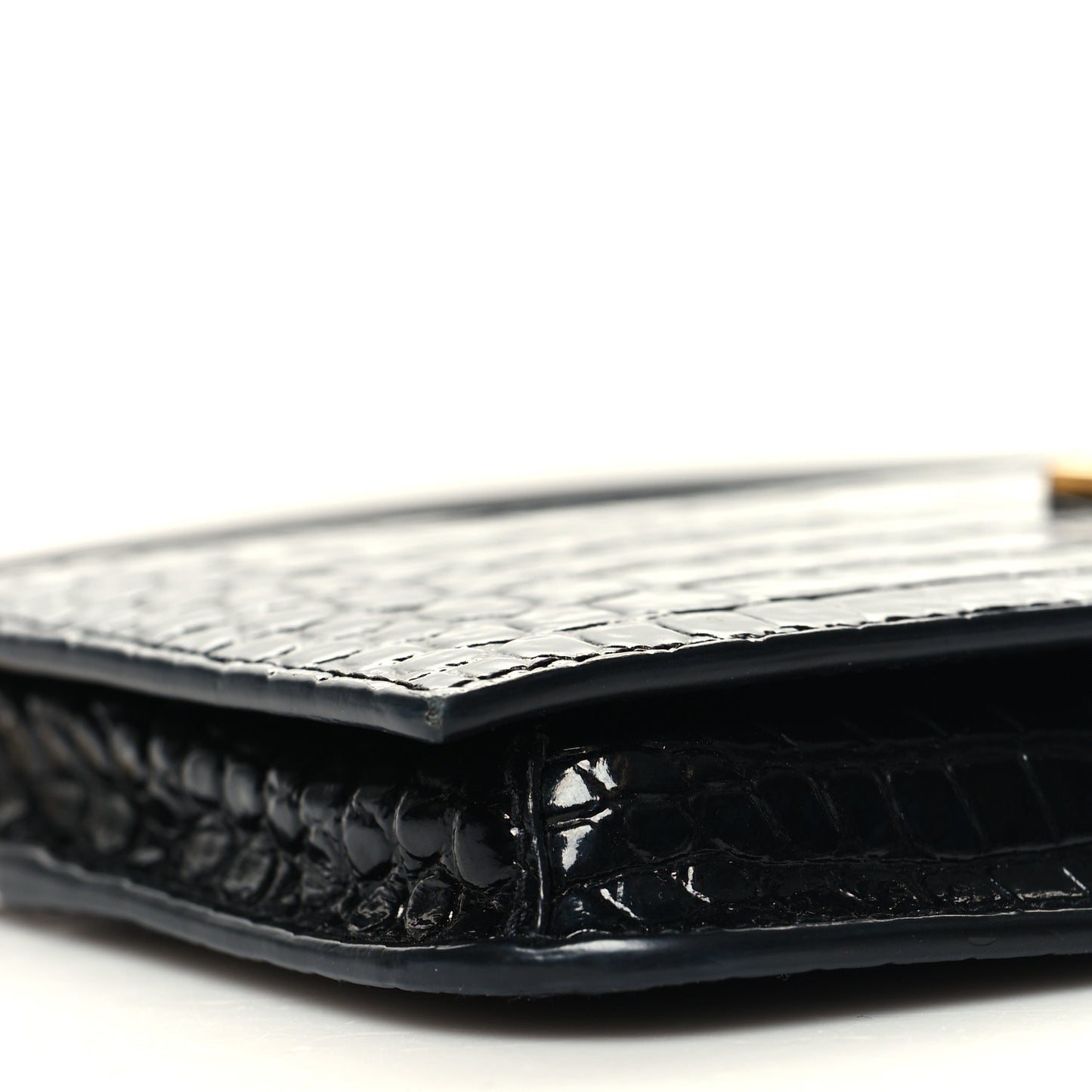 Crocodile Embossed Monogram Phone Holder Crossbody Black