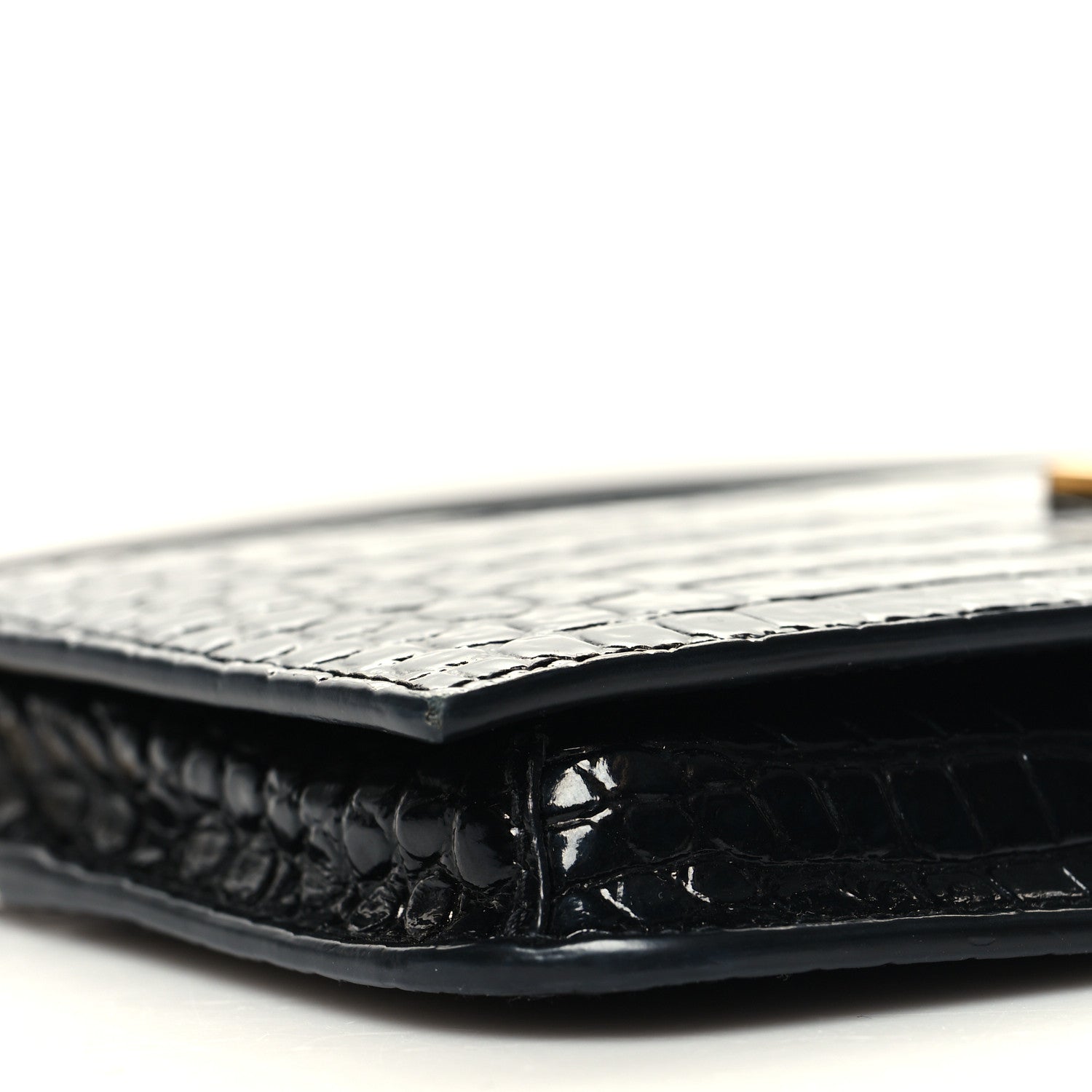 Saint Laurent Crocodile Embossed Monogram Phone Holder Crossbody Black 9 of 10