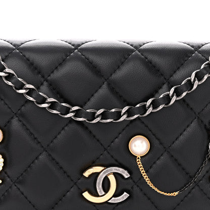 Chanel Lambskin Quilted Coco Clips Wallet On Chain WOC Black 9 of 12
