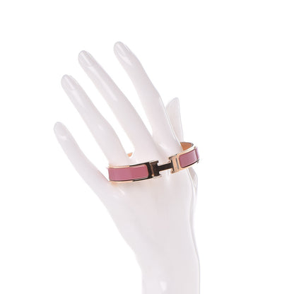 Hermes Enamel Narrow Clic Clac H Bracelet GM Rose Velours 2 of 6
