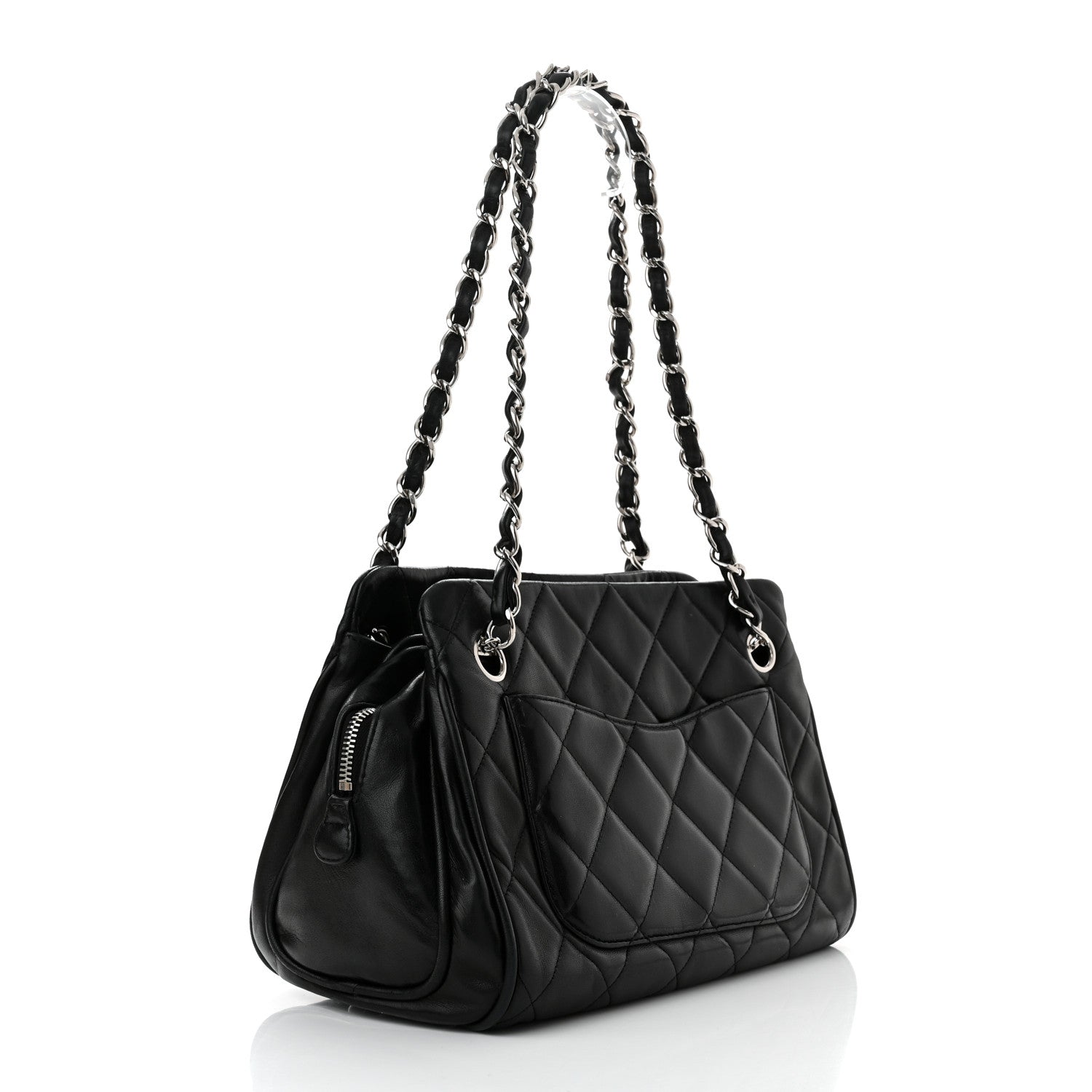 Chanel Lambskin Quilted Shopping Tote Black 3 of 10