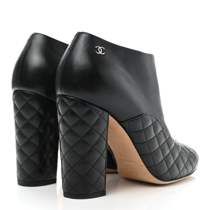 Chanel Lambskin Quilted CC Booties 37.5 Black 4 of 9