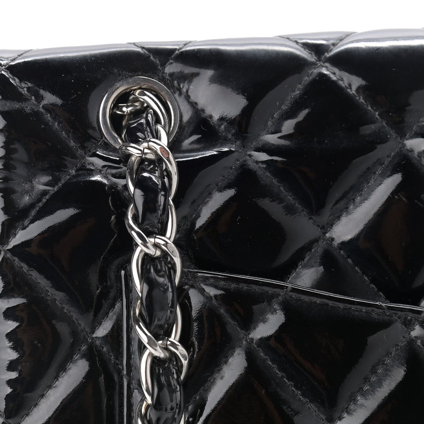 Patent Quilted Maxi Single Flap Black