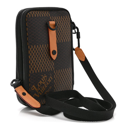 Louis Vuitton X NIGO Giant Damier Ebene Tortoise Double Phone Pouch 3 of 10