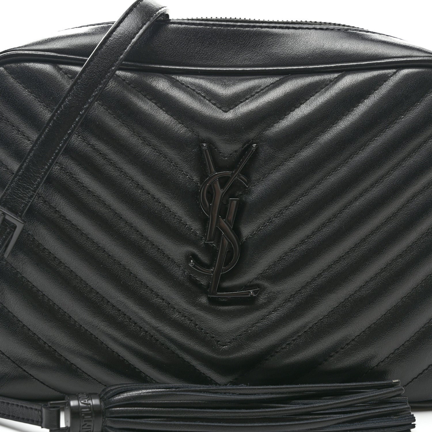 Saint Laurent Calfskin Matelasse Monogram Monochrome Lou Camera Bag Black 6 of 9