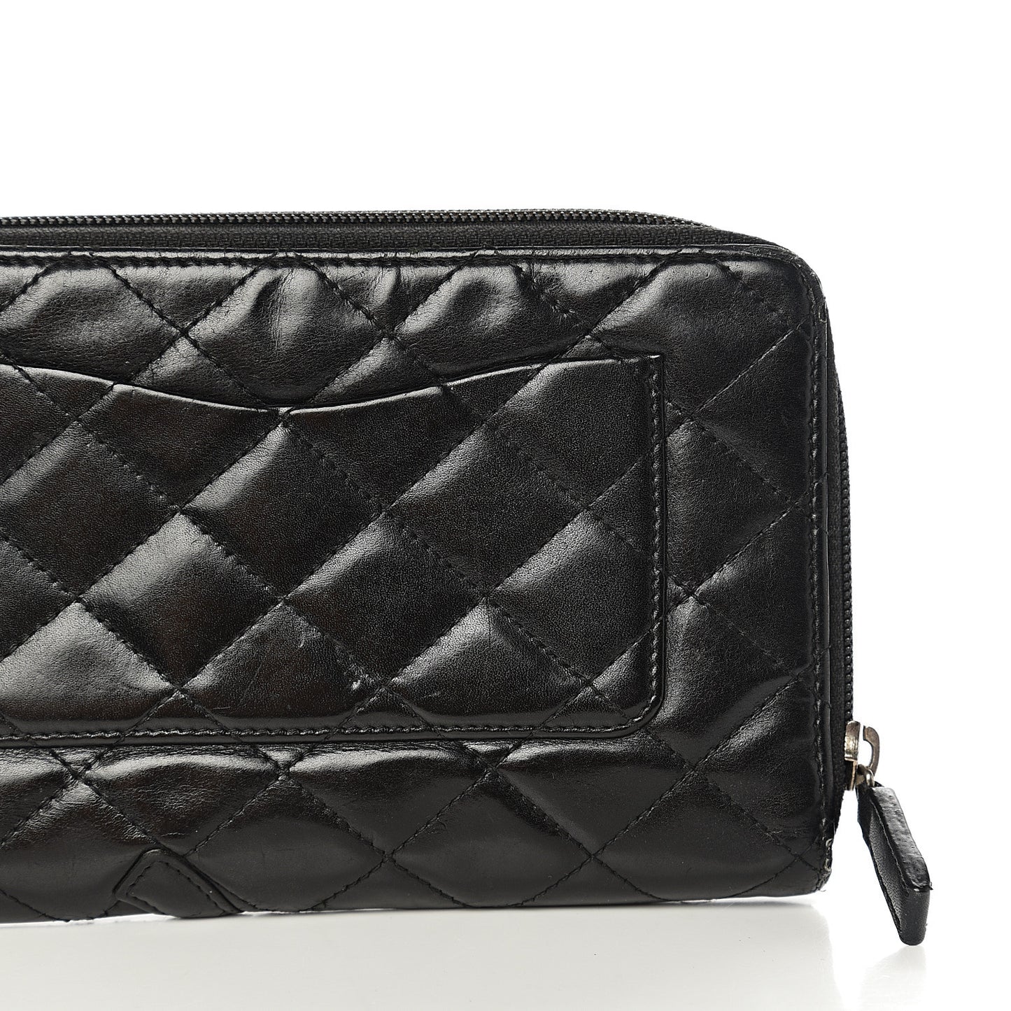 Calfskin Cambon Zip Around Organizer Wallet Black