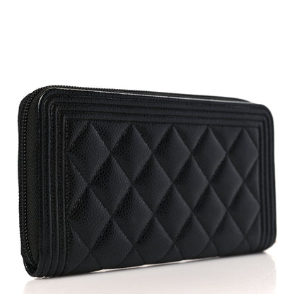 Chanel Caviar Quilted Boy Long Zip Around Wallet Black 3 of 8