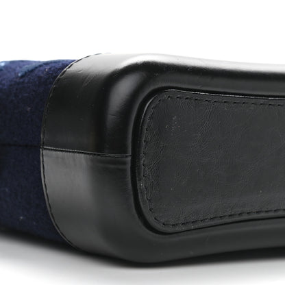 Chanel Wool Embroidered Medium Gabrielle Hobo Dark Navy Blue 8 of 9
