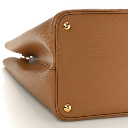 Prada Saffiano Cuir Large Double Bag Caramel Fuoco 9 of 11