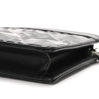 Christian Dior Calfskin Macrocannage Diamond Caro Zipped Pouch With Chain Black 11 of 13