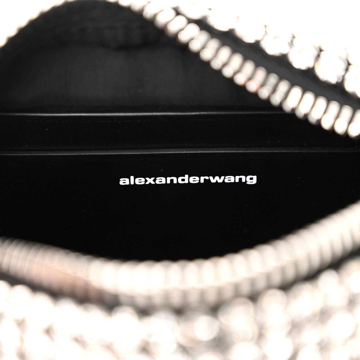 Alexander Wang Mesh Crystal Rhinestone Mini Heiress Pouch Black Silver 6 of 10